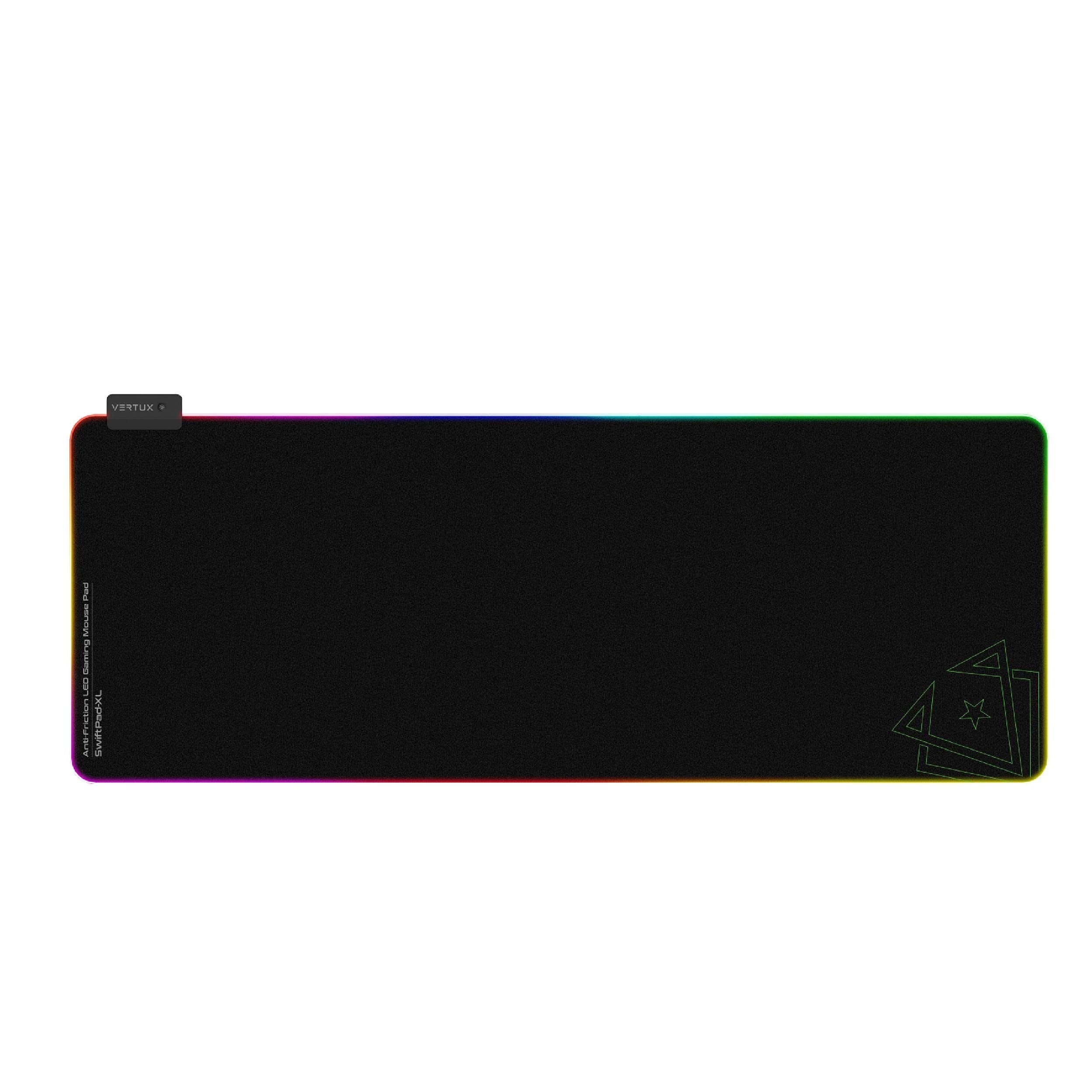 Vertux SwiftPad-XL, LED genişletilmiş oyun fare altlığı, optimum izleme mikro dokuma kumaş fare pedi (XL-80x30cm) kaymaz, dikişli kenarlı, su geçirmez yüzey, 13 RGB modu