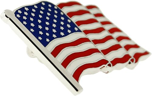 Miniatura 2 de PinMart American Flag Lapel Pin Made in the USA - Gold or Nickel Plated Enamel Pin Patriotic Rectangular or Waving United States Country Pin for