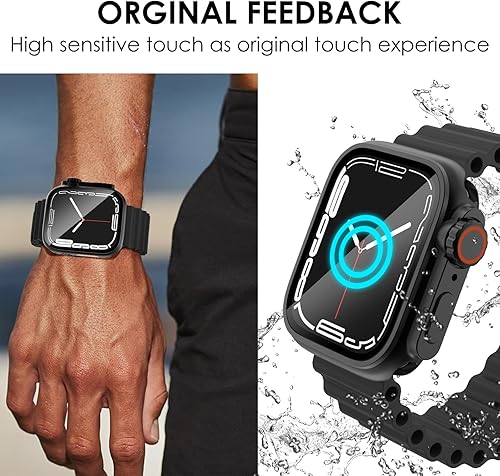 Miniatura 6 de Ultra Look - FULLIFE 2 en 1 compatible con Apple Watch Case Series 9 de 1.772 pulgadas, protector de pantalla impermeable frontal y trasera,