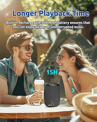 Miniatura 4 de Altavoz Bluetooth, inalámbrico portátil, potente sonido estéreo, IPX5 impermeable, tiempo de reproducción de 15 horas, BT5.3, emparejamiento