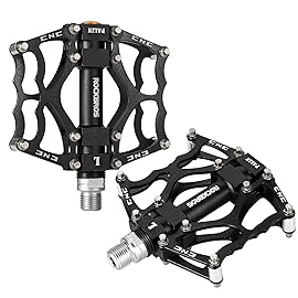 ROCKBROS Mountain Bike Pedals Non-Slip MTB Pedals Durable Lightweight Aluminum Alloy Bicycle Pedals for Mountain Bikes Commuter Bike Leisure Bikes 9/16