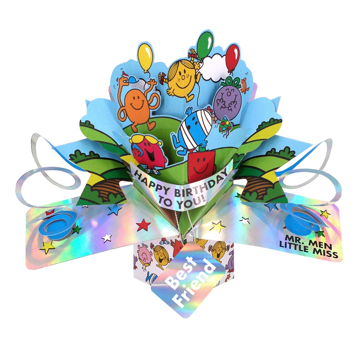 Second Nature Pop Ups Mr. Men Little Miss Happy Birthday To You Best Friend 3D Pop Up Birthday Card Collectable Greeting Card - Nostalgic Design, Vibrant, Nostalgic Characters, Eco-Friendly