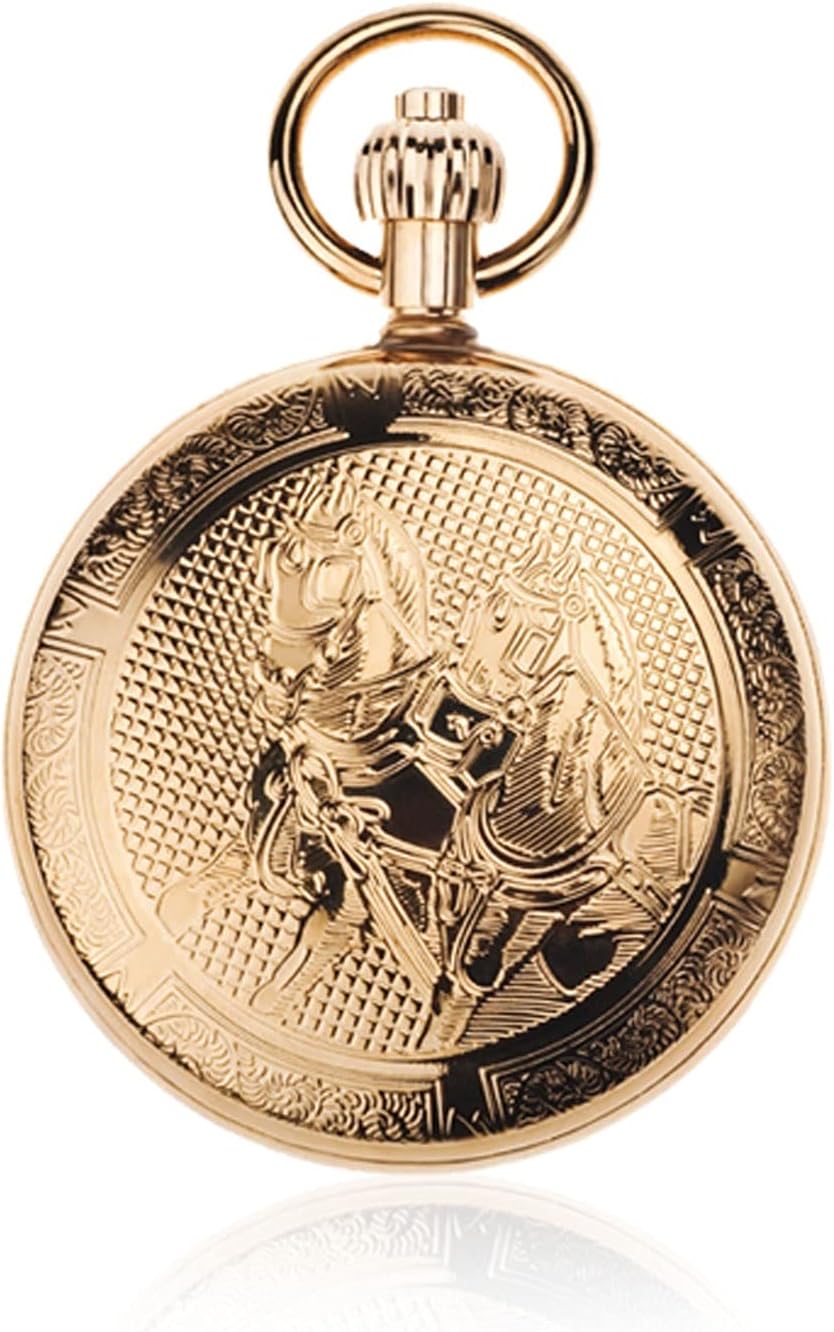 Pocket Watch,Vintage Pocket Watch Metal Automatic Movement Mechanical Pocket Watch Men and Women Retro Clamshell Temperament 1.9 Inch Watch Classic Pocket Watches (Color : Silver) (Metallic)