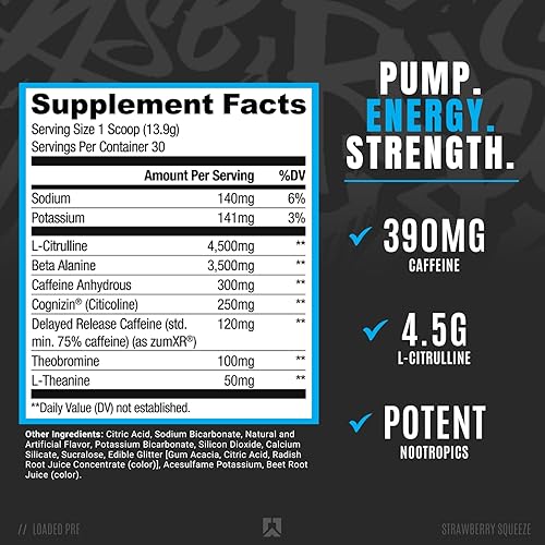 Miniatura 2 de Ryse Loaded - Suplemento en polvo para antes del entrenamiento para hombres y mujeres  Bombas, energía, enfoque  Beta alanina + citrulina  390 mg de
