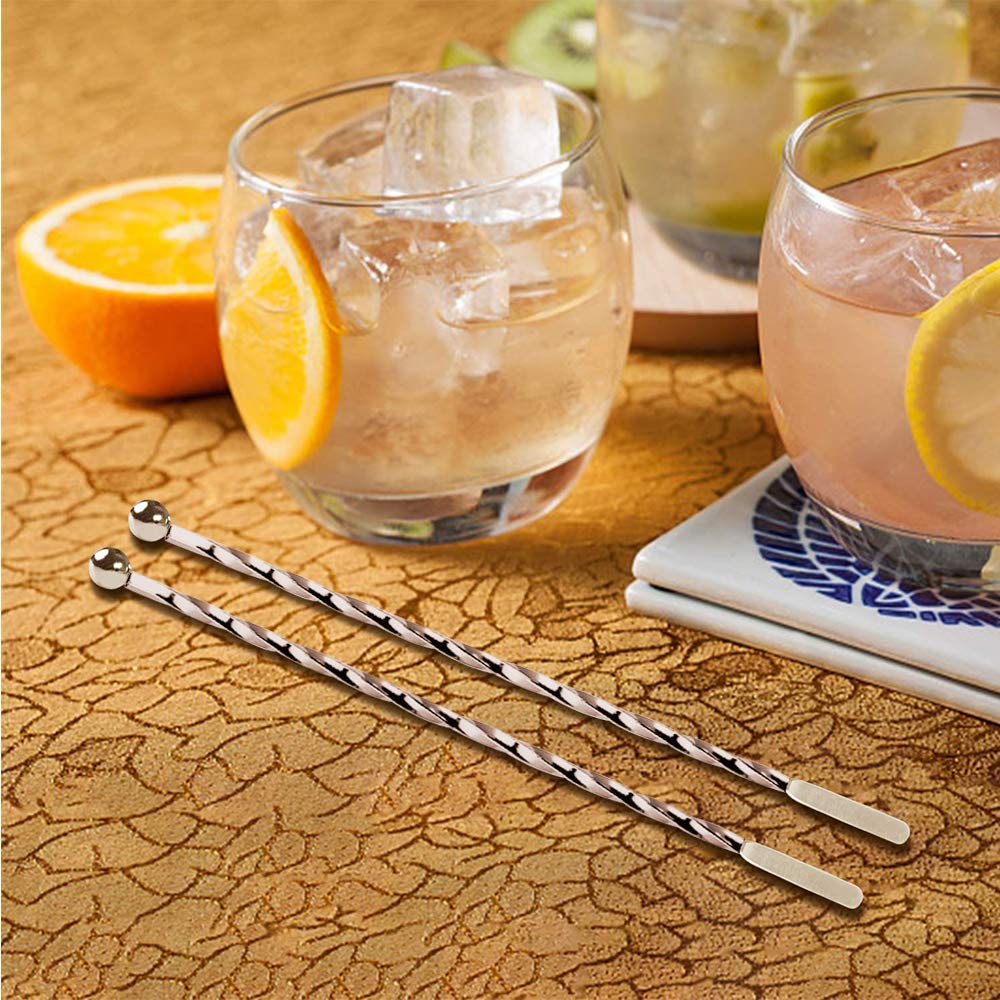 7.6" Stainless Steel Drink Stirrers - 4 Colors With Small Rectangular Paddles For Coffee, Cocktails, Mixing