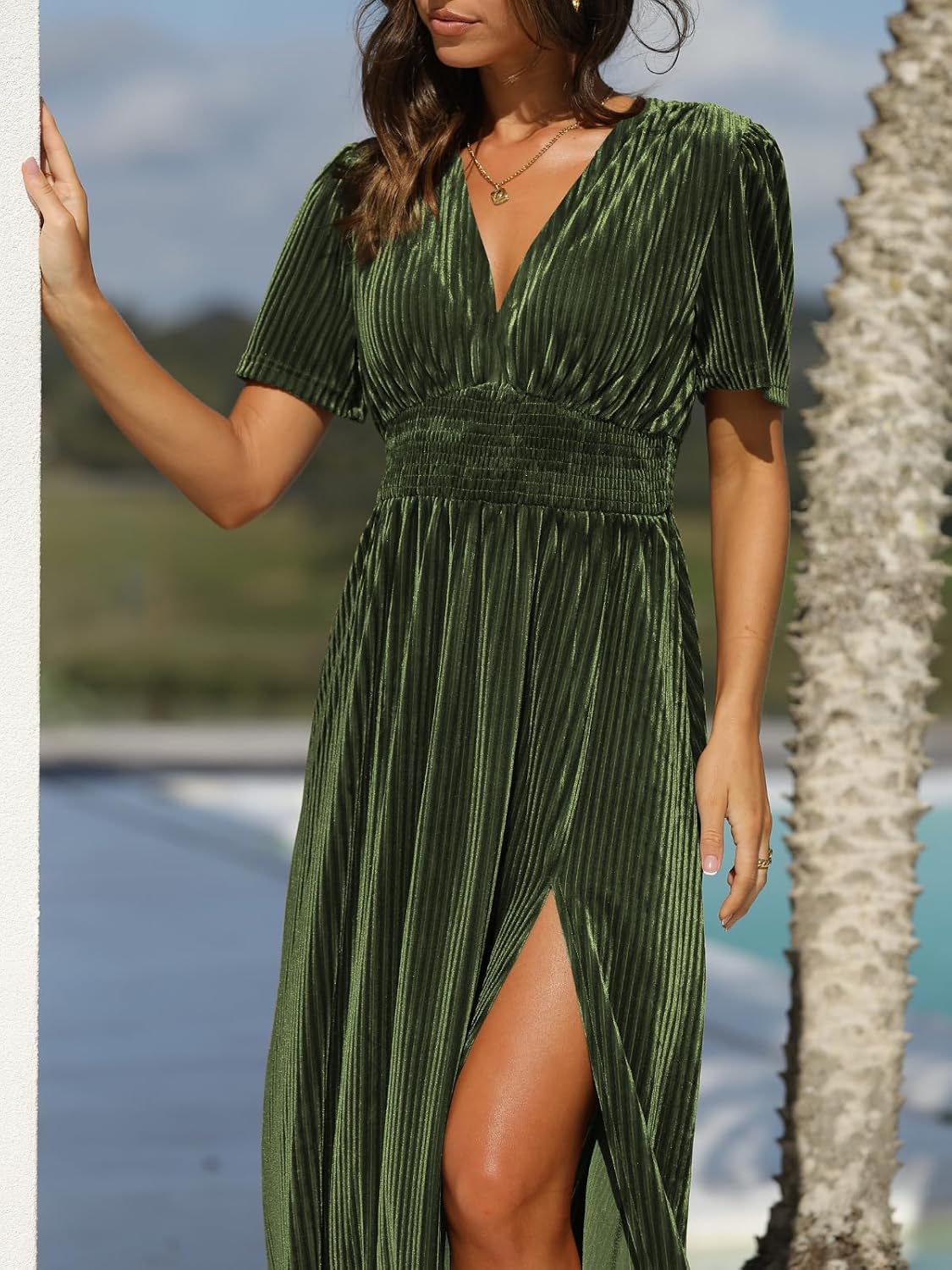Sissyaki Women's Velvet Maxi Dress Fall Formal Wedding Guest Cocktail Dress image 4