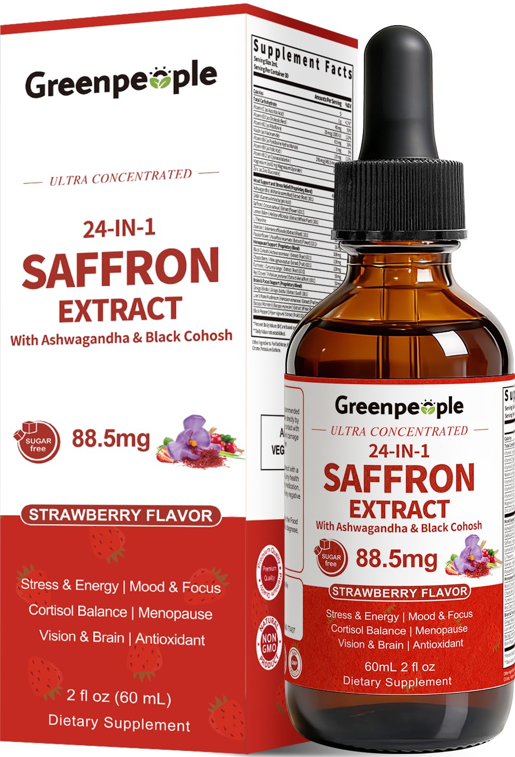 GREENPEOPLE 24-in-1 Saffron Supplements for Women with Ashwagandha & GABA