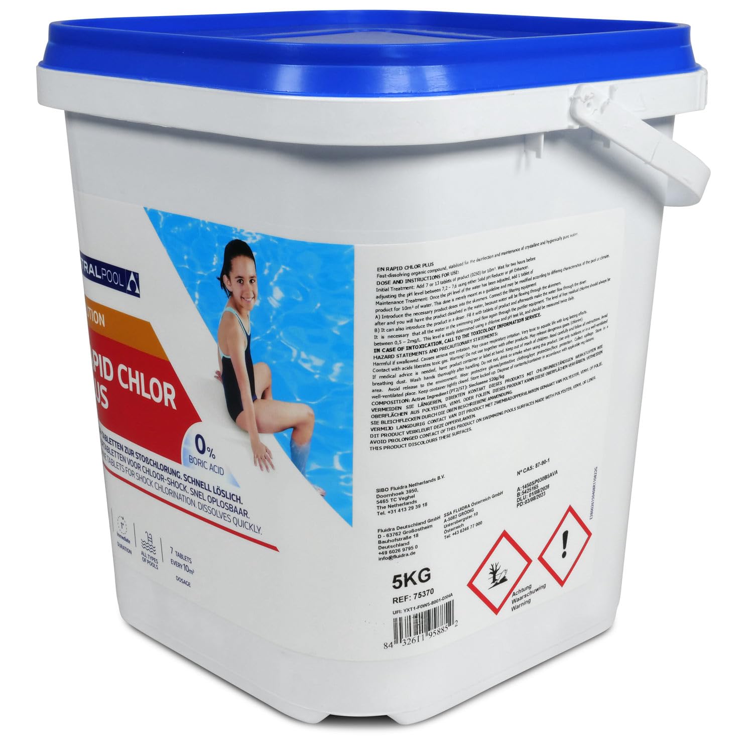 Astral Pool Rapid Chlor Plus 5 Kg Schnelllöslicher Chlor-Fixtab 30g zur Stoßchlorung Schockbehandlung Basisbehandlung Schnelldesinfektion