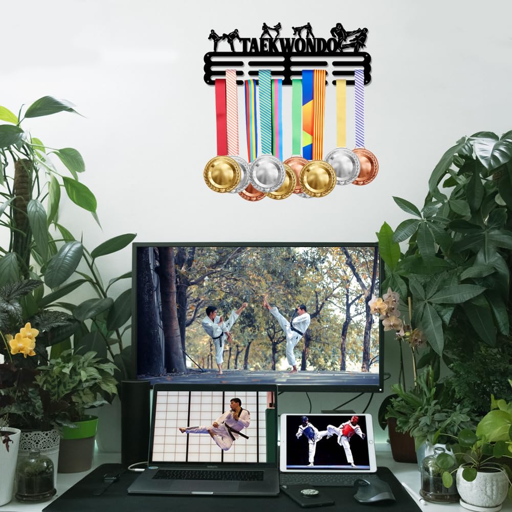 SUPERDANT Taekwondo Colgador de Medallas Pared Metal 40x15CM