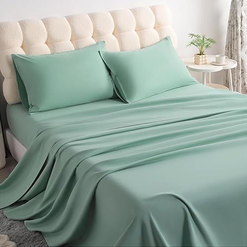 Vista 89 de NTBAY Juego de sábanas de 3 piezas, 100% microfibra tamaño individual, 1800 hilos, súper suave y acogedor, resistente a las arrugas, a la Aqua