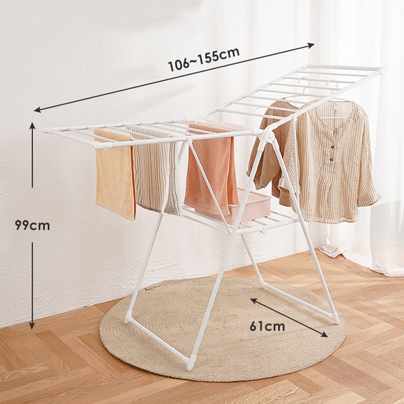 Tendedero plegable para ropa, portátil, plegable, para ahorrar espacio, pintura de acero al carbono, estantes de lavandería portátiles plegables para secar ropa, toallas, ropa de cama, tendedero de