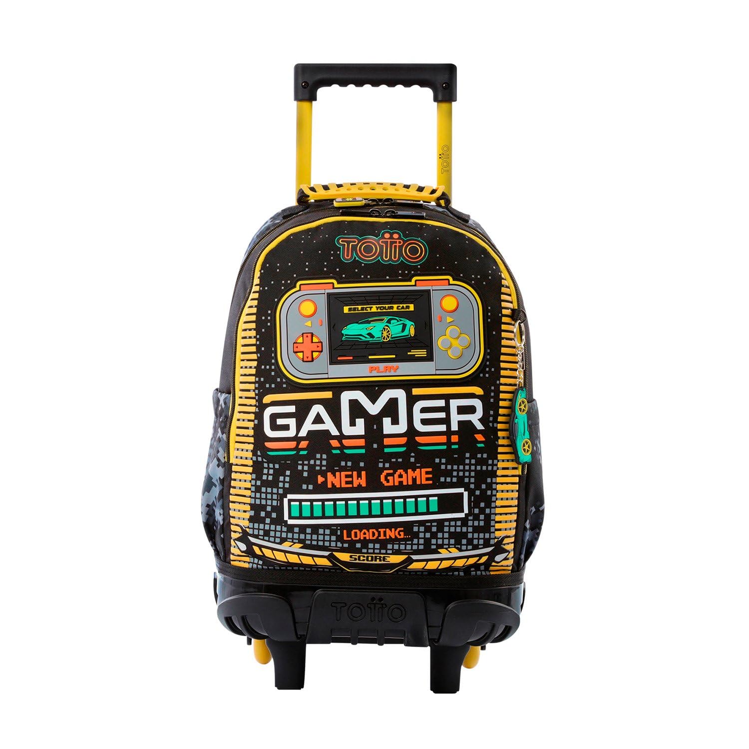 TOTTO Mochila Escolar con Ruedas, Modelo Best Game M, Mochila Mediana, Capacidad 20 L, 2 Compartimentos, 2 Bolsillos Botella, Protección en la Base, Cómodas Correas Ajustables, Color Negro