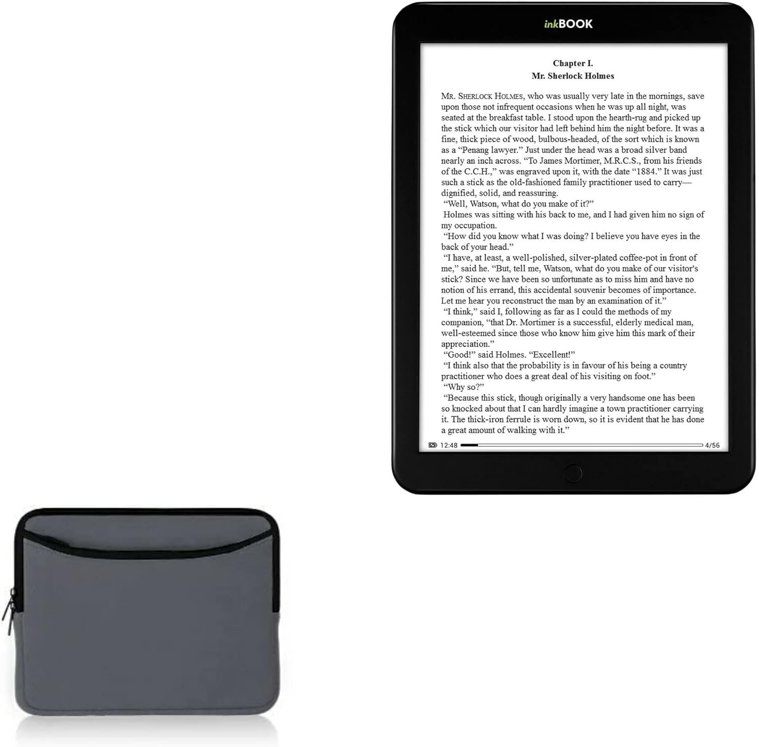 BoxWave Case Compatible with inkBOOK 8 - SoftSuit with Pocket, Soft Pouch Neoprene Cover Sleeve Zipper Pocket - Charcoal Grey