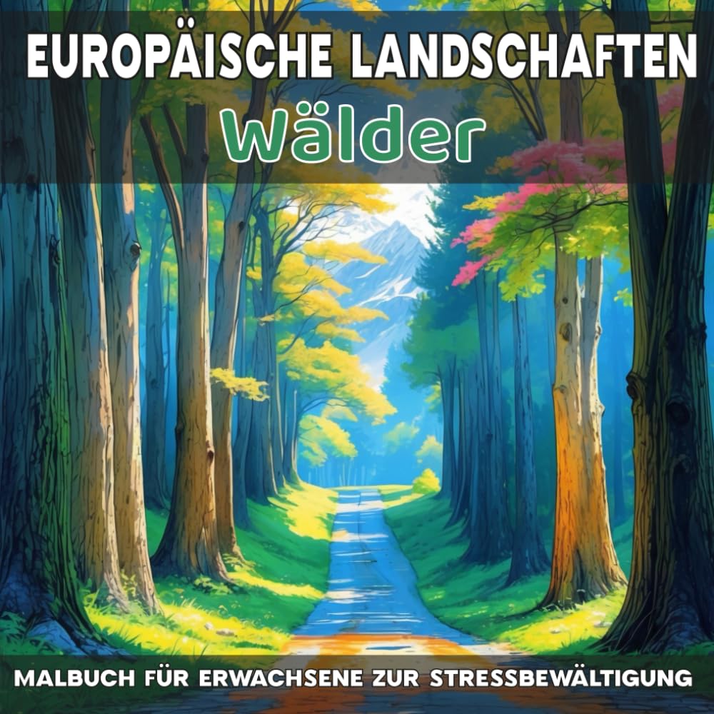Europäische Landschaften: Wälder - Malbuch für Erwachsene zur Stressbewältigung: 40 einzigartige Naturlandschaften zum Ausmalen