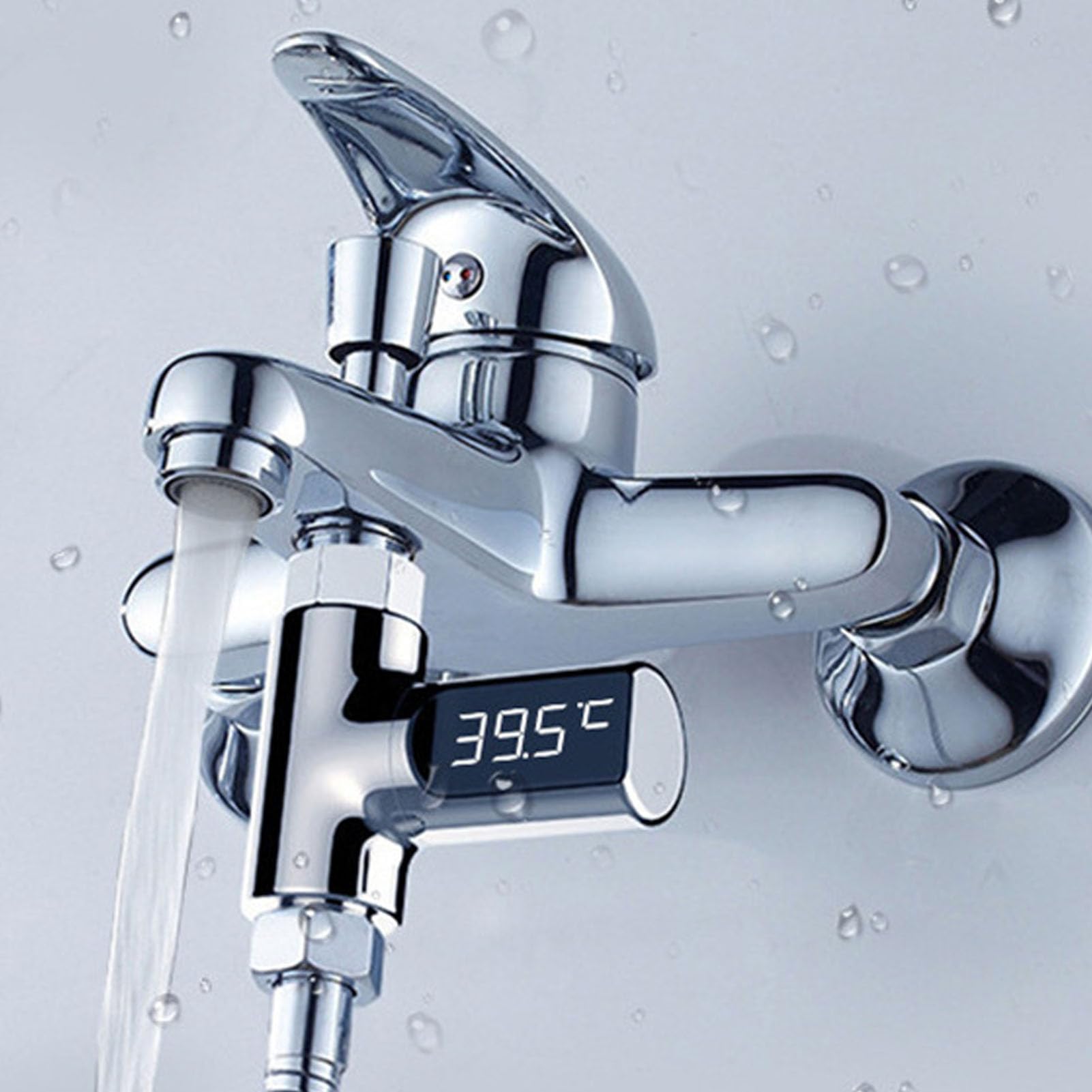 LED Duschwasser Temperaturanzeige 360 Grad Drehbare Digitales Wasserthermometer Wasserbetriebene Anzeige für Badezimmer Heim ABS