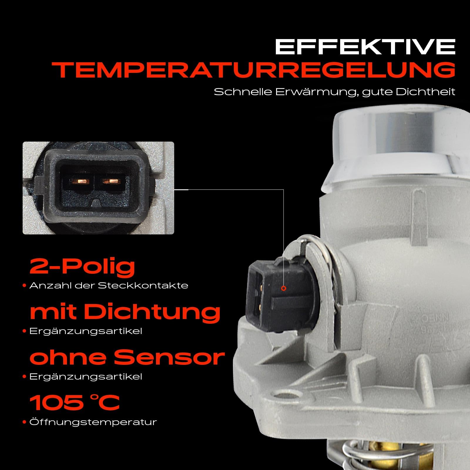 Frankberg Termostato del liquido di raffreddamento con guarnizione | Compatibile con: X5 E53, R.a.n.g.e R.o.v.e.r III L322, Serie 5 E39, Serie 5 Touring E39, Serie 7 E38
