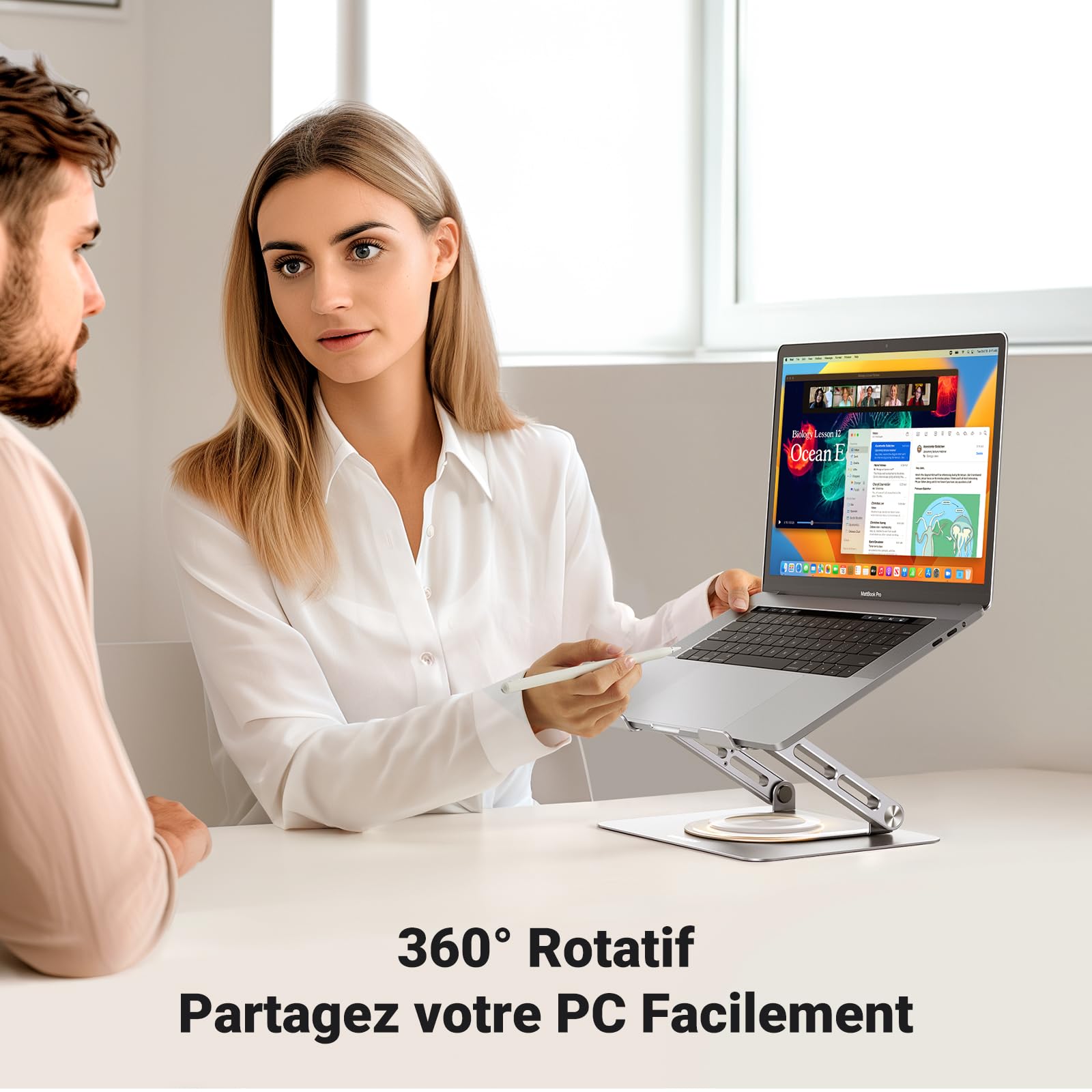 UGREEN Support Ordinateur Portable Rotatif 360 Degrés Support PC Portable Bureau Réglable Pliable Ergonomique Refroidissement Laptop Stand 10 à 17,3 Pouces Compatible avec MacBook Air Pro Dell