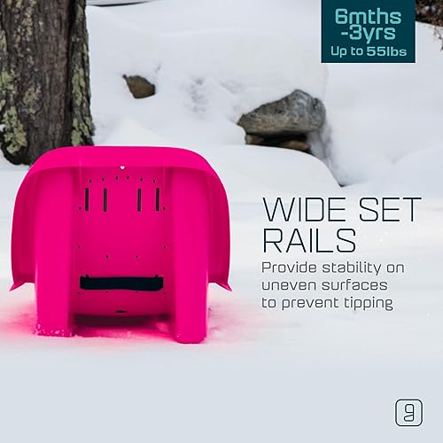 Miniatura 10 de Trineo para bebé, arnés de seguridad de 3 puntos, correa de remolque retráctil, asiento antideslizante, trineos de nieve de plástico resistente