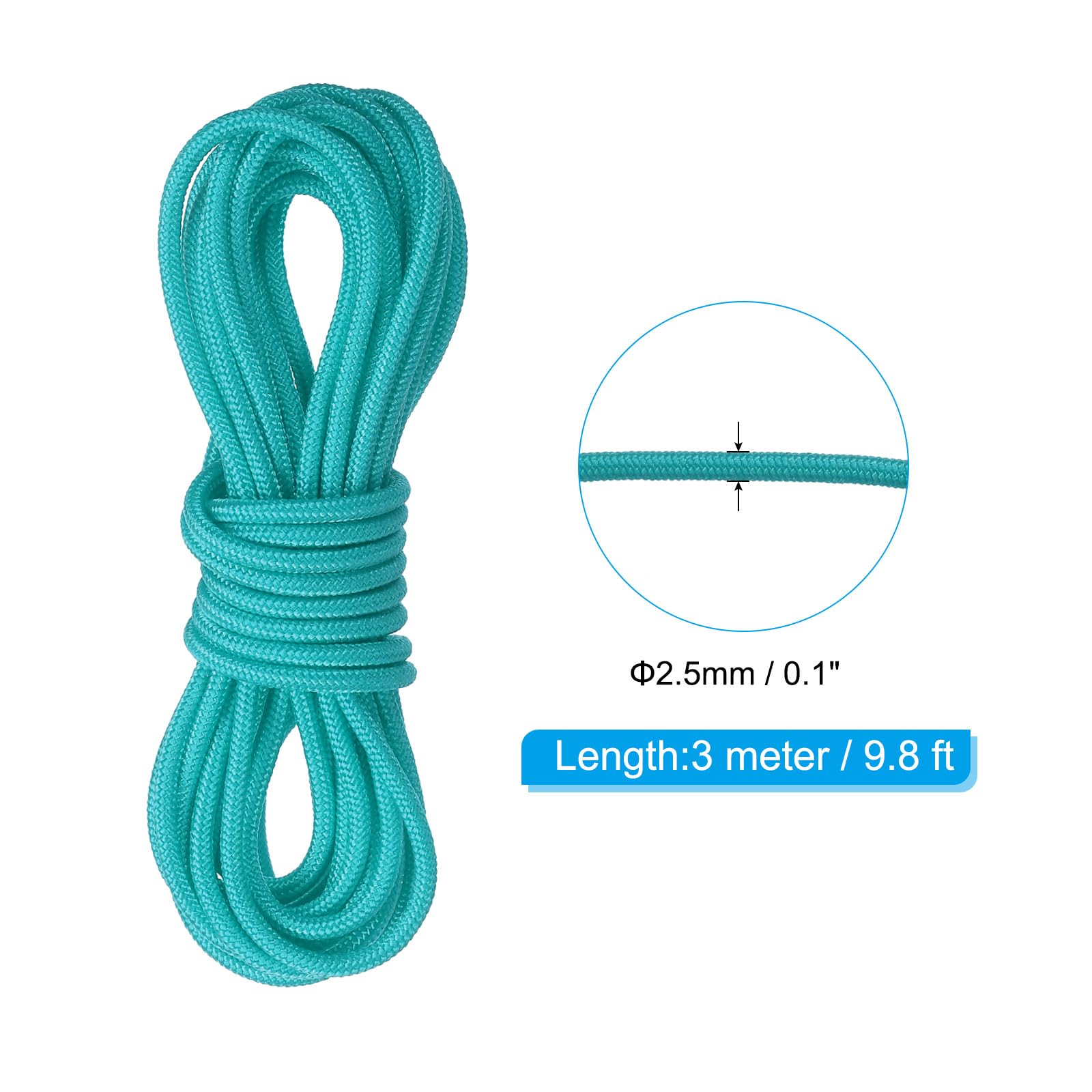 PATIKIL Archery D Loop Rope 10 FT, Bow D Loop String Release Material Nock Wire Nocking Loop Buckle Ring for Compound Bowstring, Turquoise