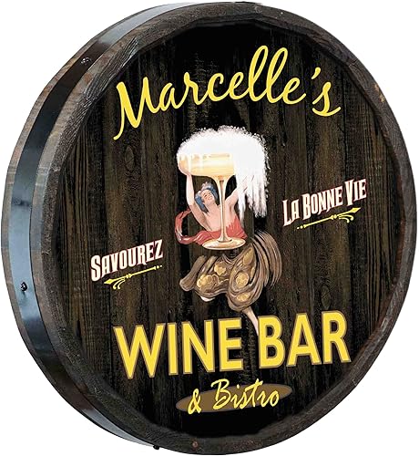 Vista 90 de THOUSAND OAKS BARREL CO. Personaliza el letrero de un cuarto de barril con cócteles de gato negro, barril de vino hecho de madera de roble de alta