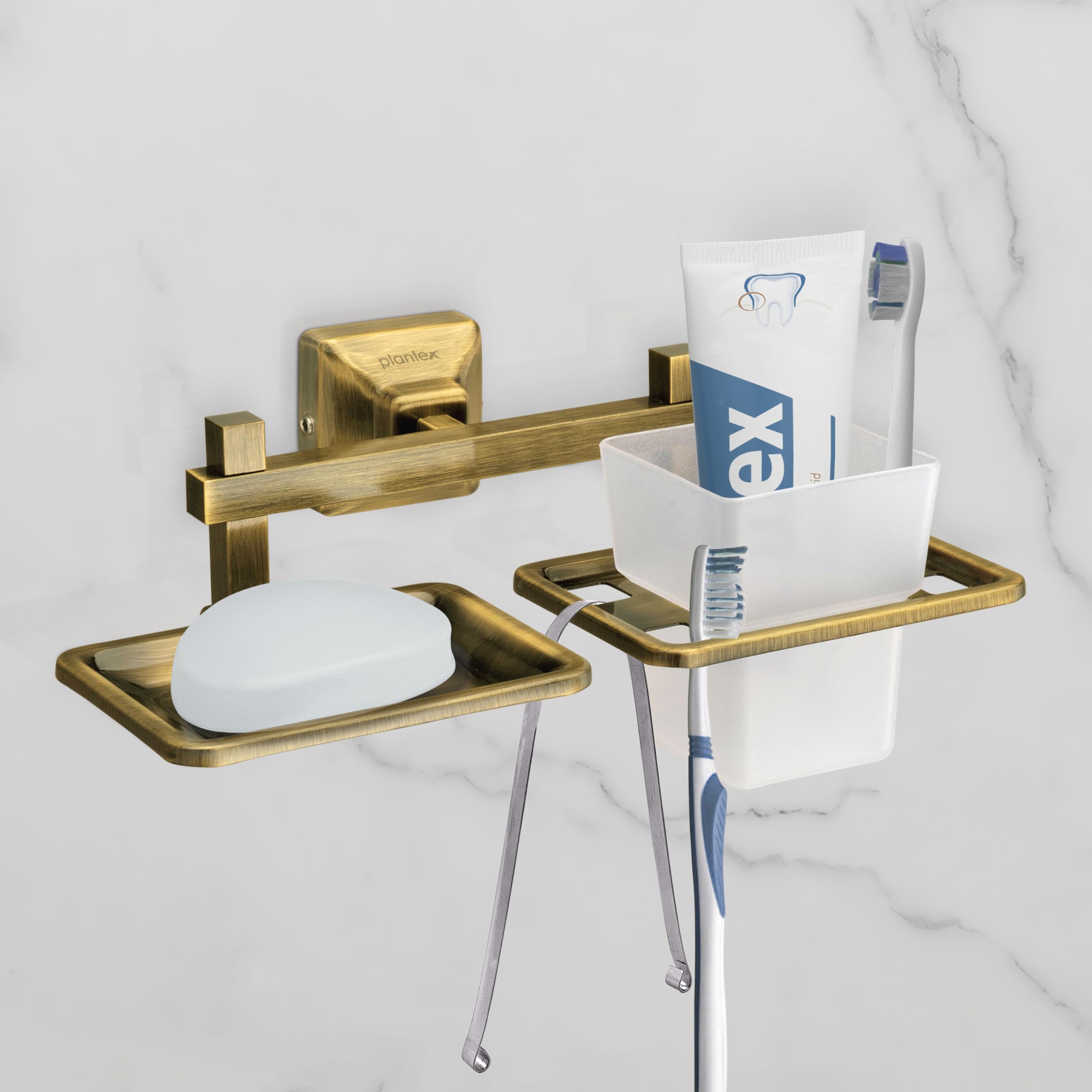 Plantex 304 Grade Stainless Steel Soap and Brush Holder Stand for Bathroom and Wash Basin/Bathroom Accessories - Squaro (Antique) (B0B9N7FFD8) Amazon Price History, Amazon Price Tracker