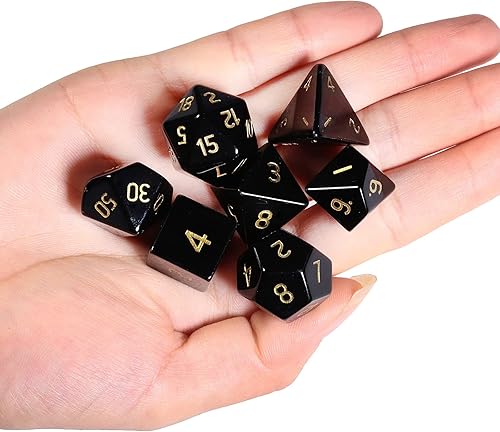 Vista 39 de SUNYIK Juego de 7 dados poliédricos DND de piedra de cristal pulido para juegos de mesa RPG MTG, dados de juego DND, mazmorras poliédricas