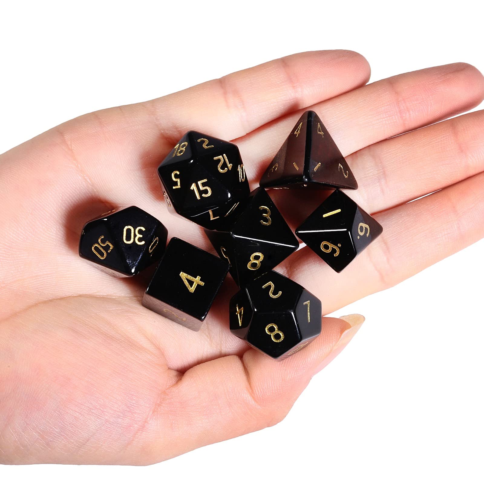 SUNYIK 7-Piece Polished Crystal Stone DND Dice Set - Handcrafted Polyhedral Dice For RPG, D&D, MTG Games (Dragons Blood Style) - View #5