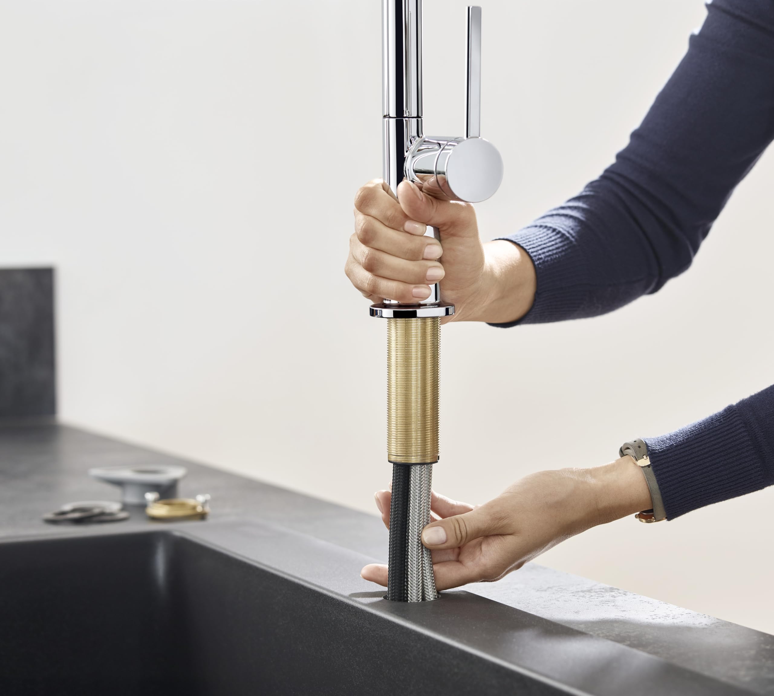 hansgrohe Talis M54 Mitigeur de cuisine 210, avec douchette extractible 2 jets, chromé, 72800000