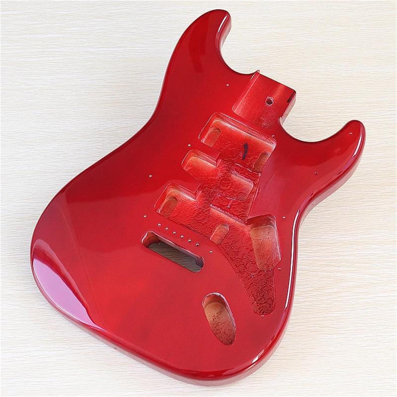 Unfinished Guitar Body Electric Guitar Body DIY Poplar Wood Barrel(Deep Red)