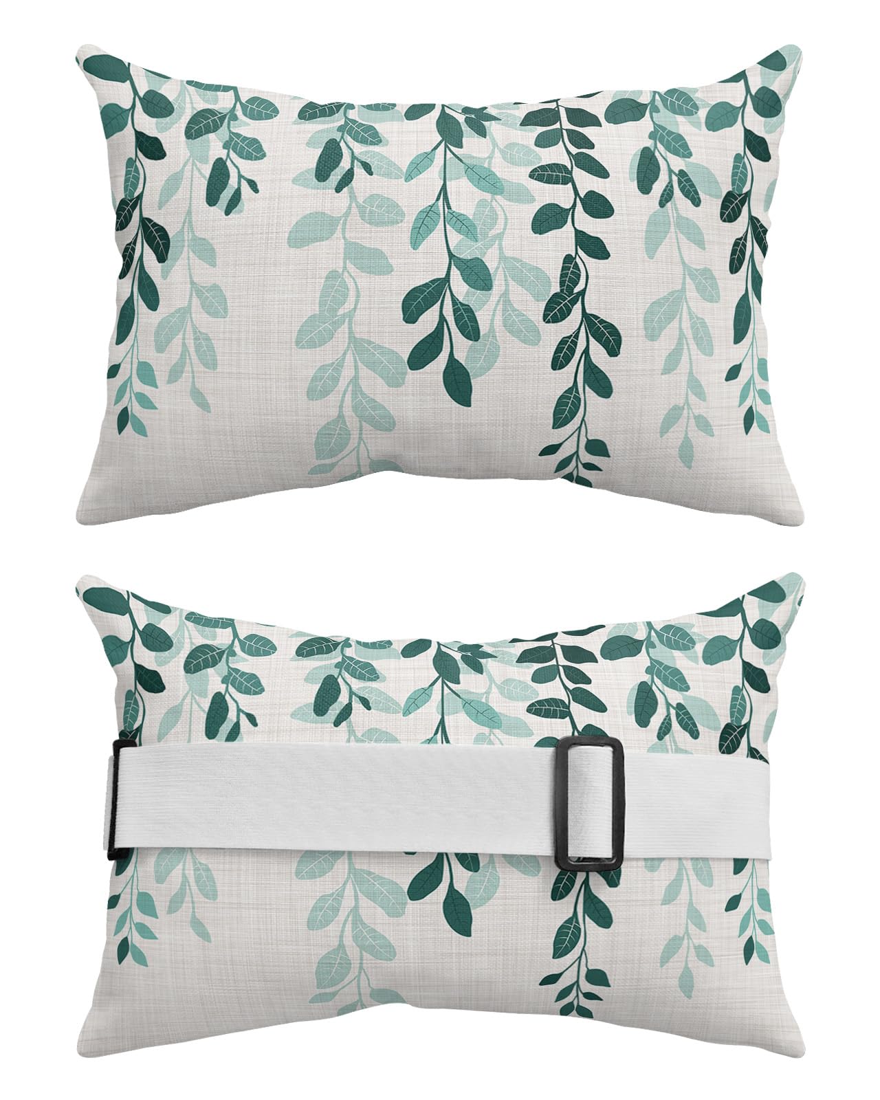 Rustic Vintage Leaves Outdoor Beach Pool Chaise Lounge Chair Head Throw Pillow Covers 12x20 With Insert And Adjustable Elastic Stripe Set of 1,Lumbar Cushion Pillow Cases,Geometric Abstract Plant Herb