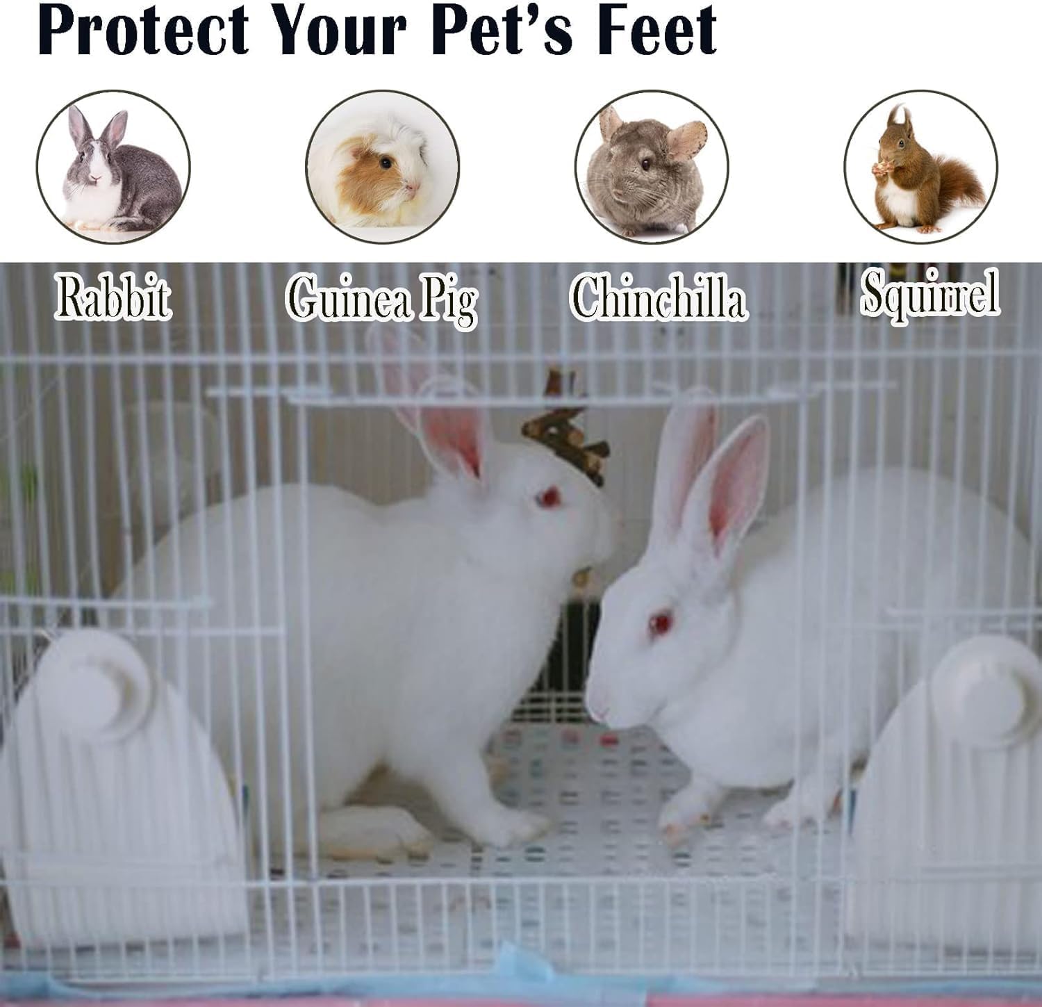 Tapis de cage pour lapin Tapis de pied pour animaux de compagnie Tapis de nid pour animaux de compagnie durables Tapis de trou pour cage de petit animal pour lapin Cochon d'Inde Hamster Rats(blanc)