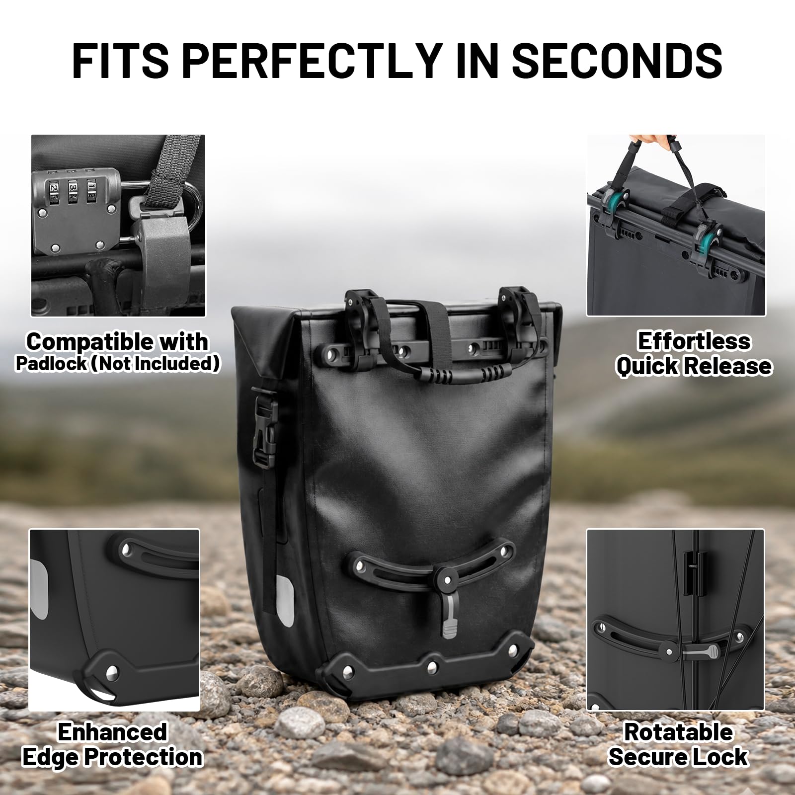 Favoto wasserdichte Fahrradtaschen für Gepäckträger, 24L*2