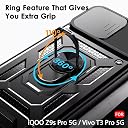 TheGiftKart Tough Armor Bumper Back Cover Case for iQOO Z9s Pro 5G / Vivo T3 Pro 5G | Kickstand & Ring Holder | 360° Protection Back Cover for iQOO Z9s Pro (PC & TPU, Rotating Camera Cover, Black) gallery image