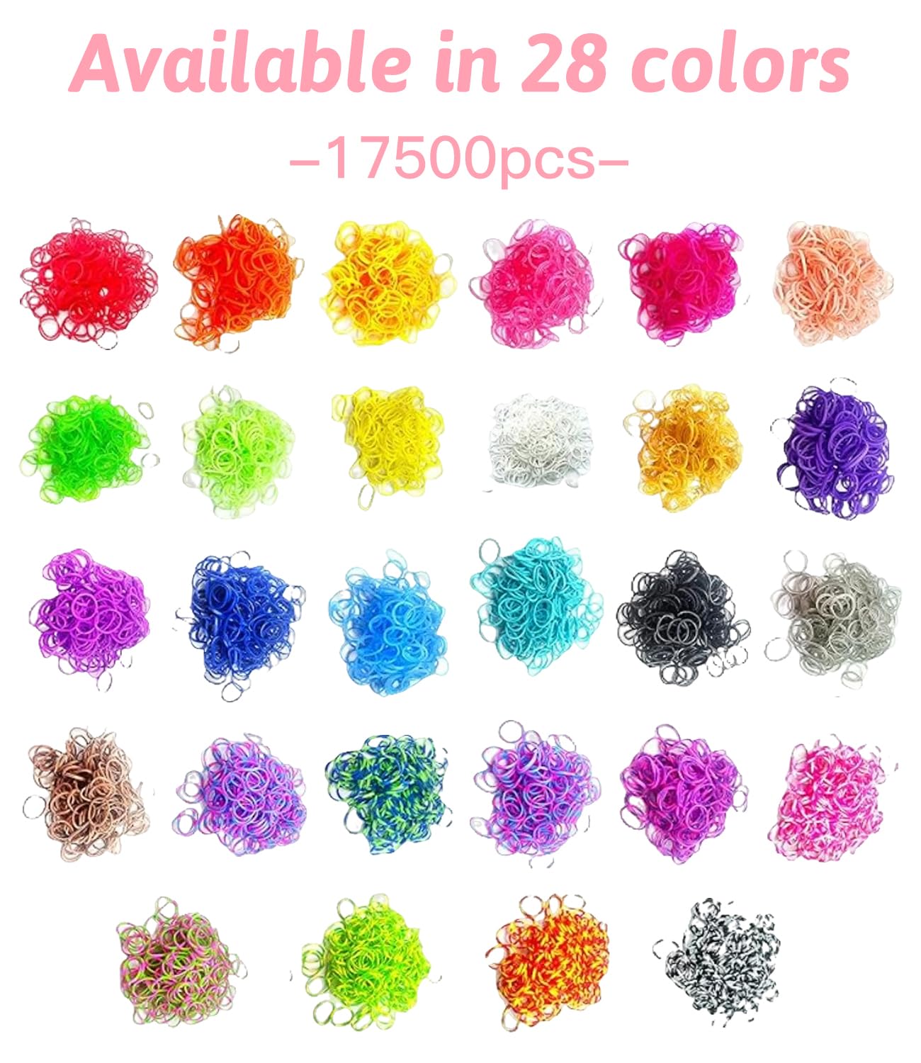 Zaxiva 17500+ Pcs Elastici per Braccialetti, 28 Colori Kit Braccialetti Fai Da Te Bambina Elastici di Gomma Bracciale Giochi Con Scatola a Tre Strati, Regali per Bambini di età Superiore ai 6 Anni