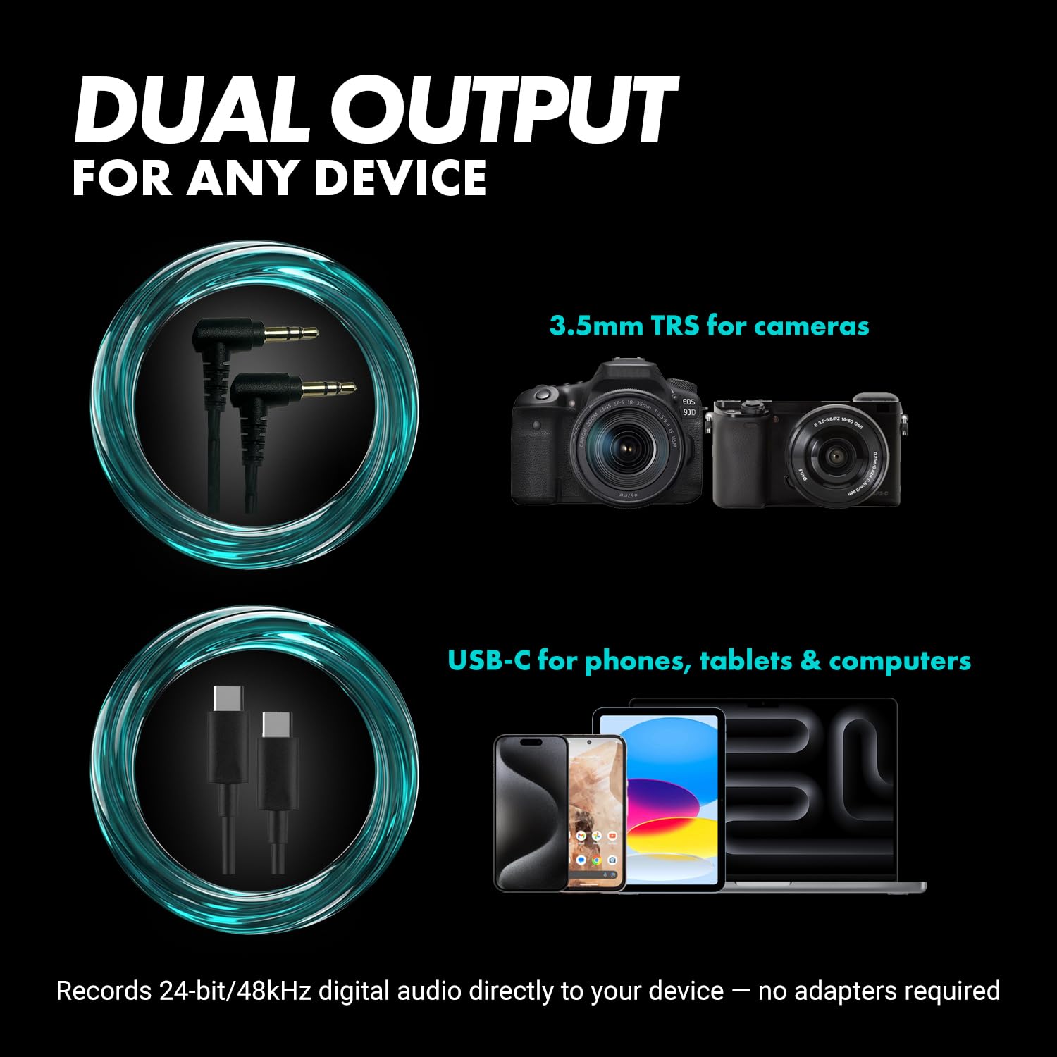 Movo VXR10-AI Microfono Shotgun con Cancellazione del Rumore AI - Microfono per Fotocamera per DSLR, Smartphone e Computer - Microfono Supercardioide per Fotocamera con Cavi da 3,5mm e USB-C