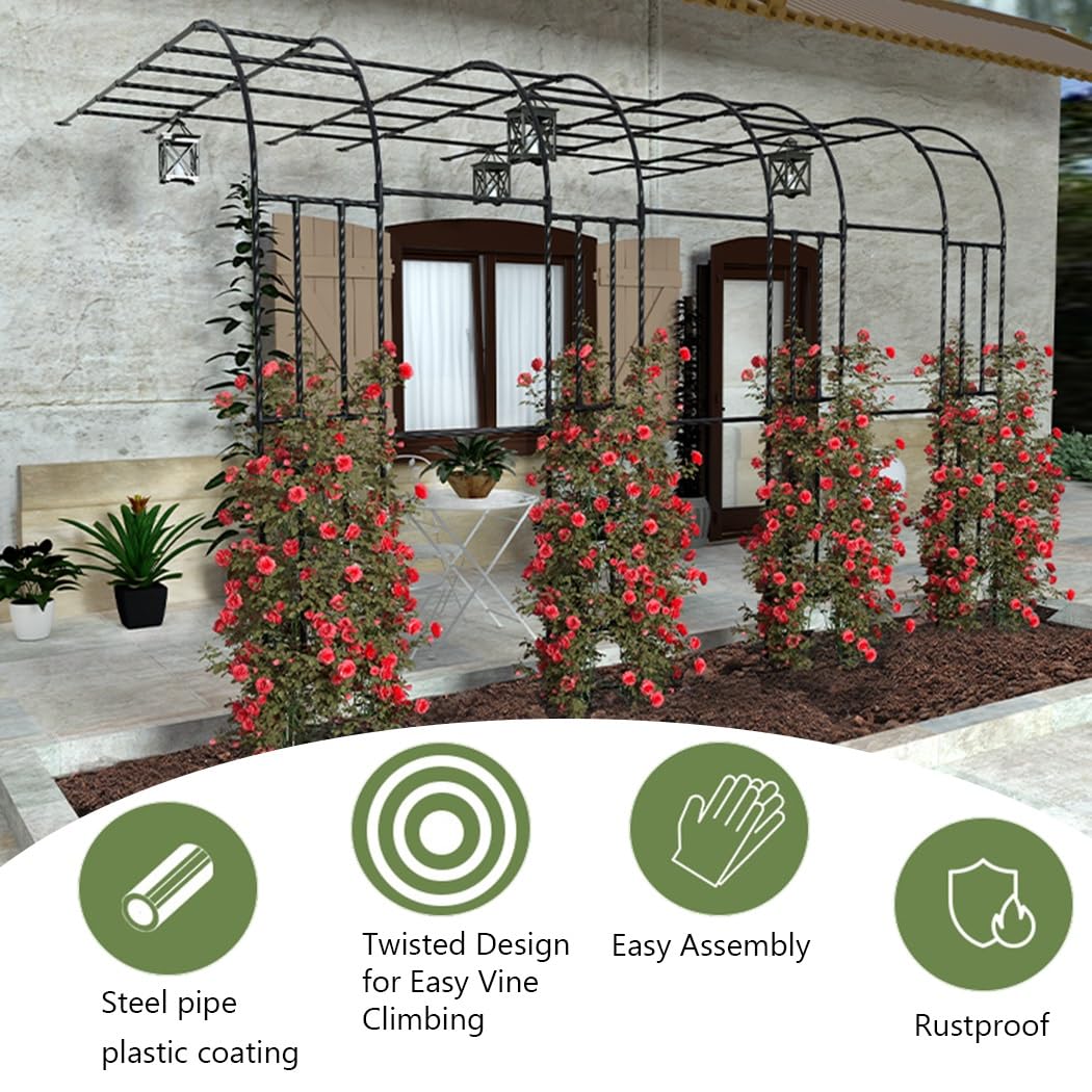 Arco da giardino in metallo resistente stabile a parete per rose arco resistente alle intemperie per matrimoni all'aperto semicircolare durevole traliccio floreale per decorazione da giardino