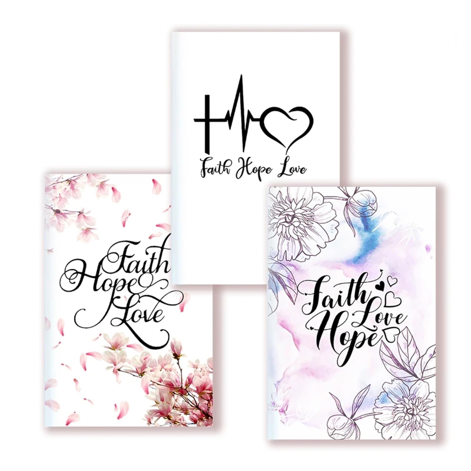 Inspirierendes Notizbuch 3 stücke A5 Notebook Glaube Hoffnung Liebe Christian Buch Gebet Journal Journaling Bibel Studie Liefert(Color-6)