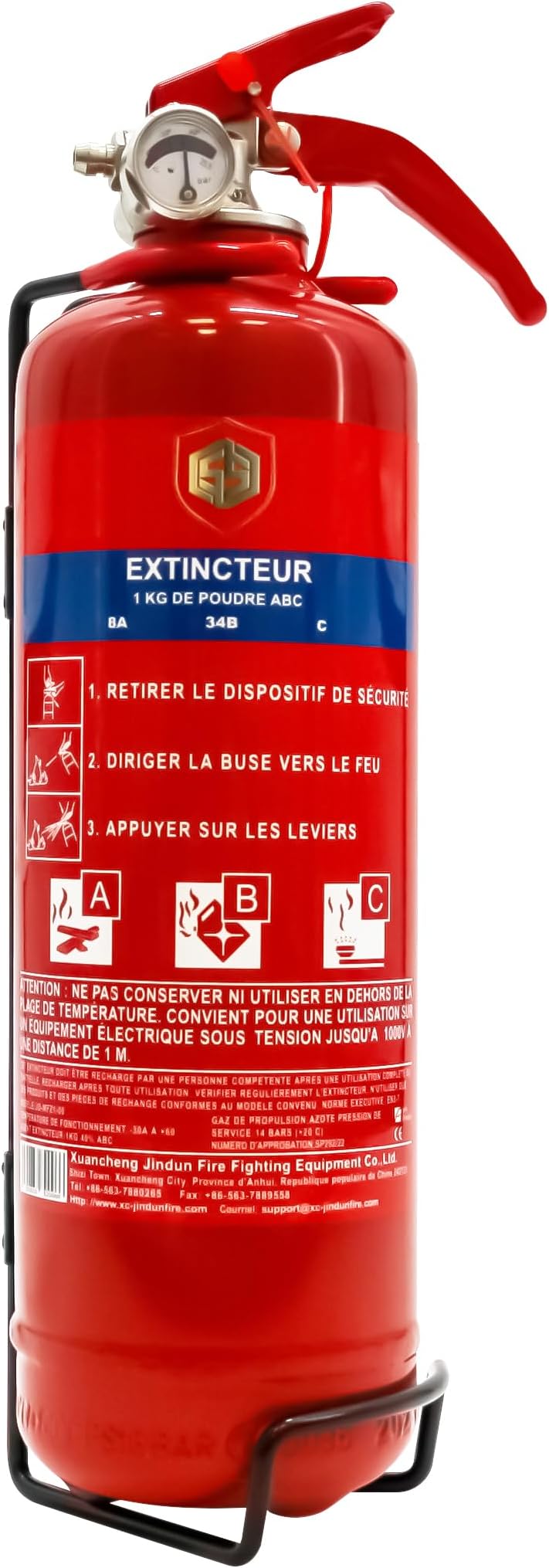 Extincteurs à poudre ABC avec manomètre et fixation murale AMIO OG60179