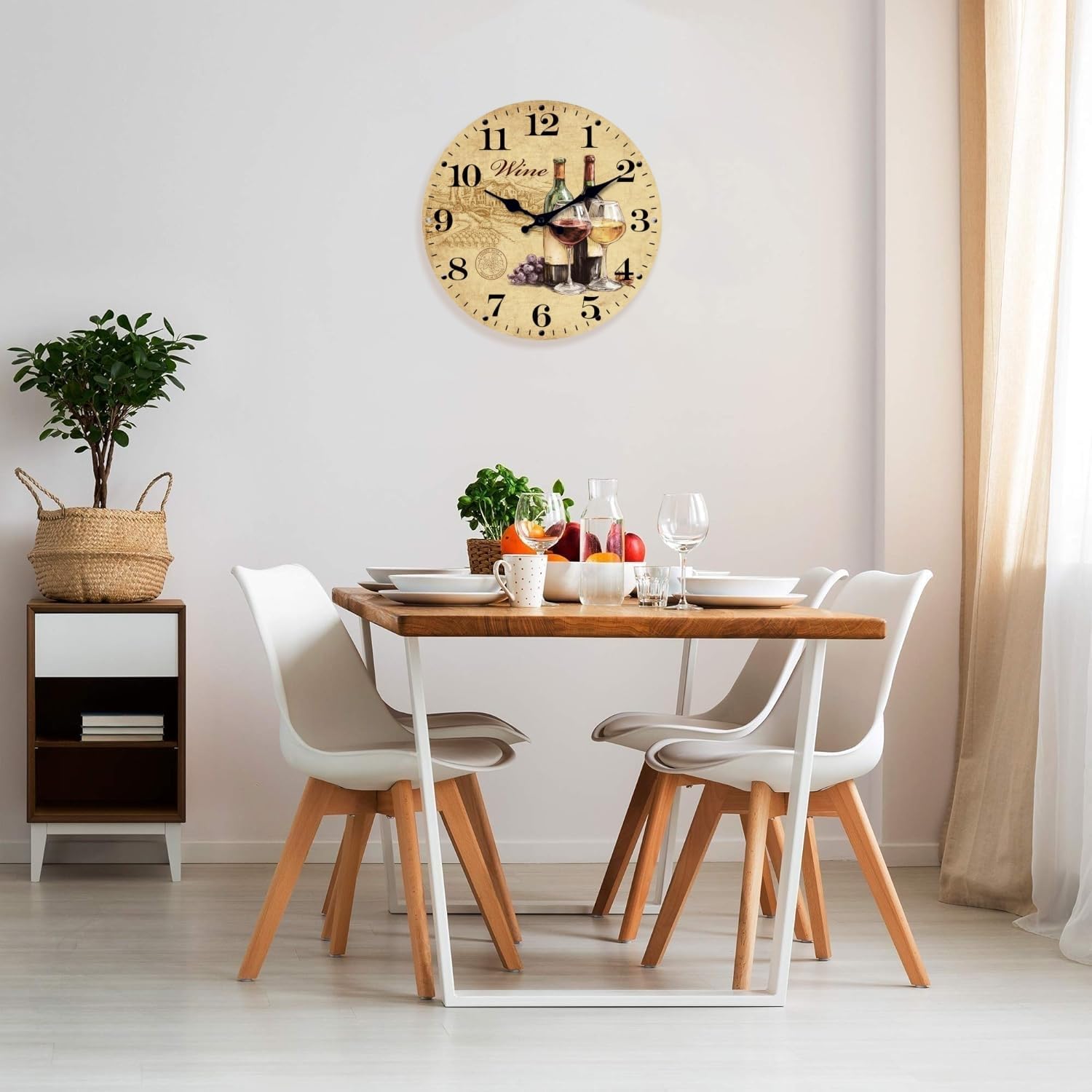 XFM Vintage Wine Wall Clock 16 Inch Retro Silent Wooden Wall Clocks Battery Operated Decorative for Kitchen Living Room Bedroom Farmhouse