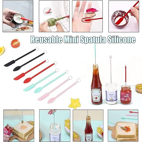 Miniatura 3 de Mini espátula telescópica de silicona y cuchara para cucharar juegos de espátulas de silicona resistentes al calor para cocinar espátula de