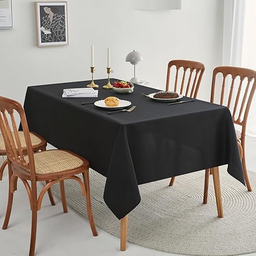 Miniatura 2 de Romanstile Paquete de 2 manteles negros de 60 x 102 pulgadas, manteles rectangulares para mesas de 6 pies, resistentes a las manchas y a las