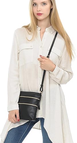 Miniatura 8 de Solene Bolso cruzado pequeño con múltiples bolsillos con cremallera y correa ajustable, bolso de viaje ligero, bolsa de mensajero pequeña para uso