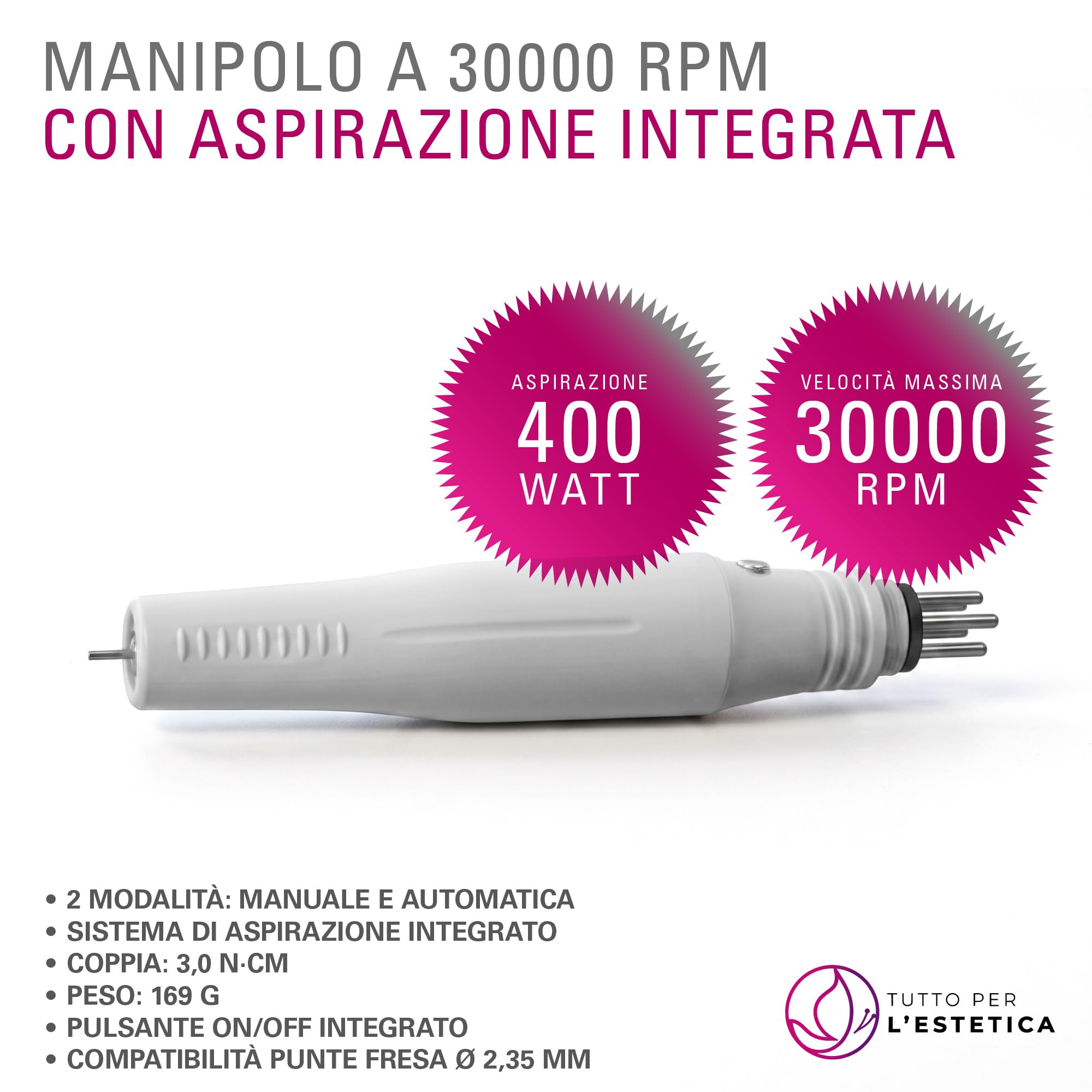 Fresa per Unghie Professionale MediPower CMDV3 Brillian 30000 Giri, 1,6 Kg
