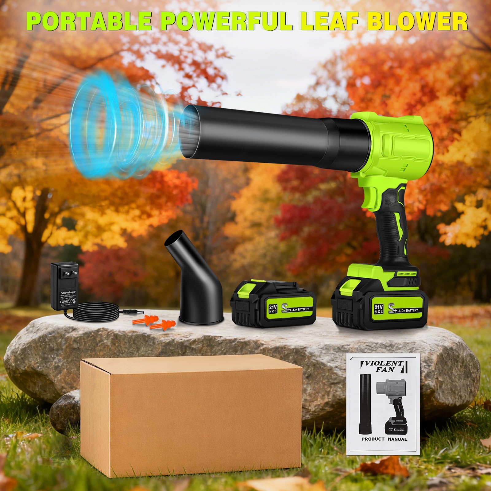 akumulatorowa dmuchawa do liści, akumulatorowe dmuchawo-wiatrak Turbo z 2x4.0Ah akumulatorami, 800 000 obr/min, prędkość powietrza 65 m/s, akumulatorowa dmuchawa elektryczna do usuwania liści