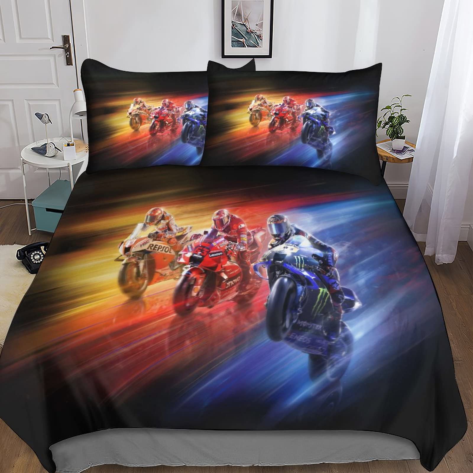 Housse de couette motocross le cadeau parfait pour lit d'adolescent fan de moto cross 3D
