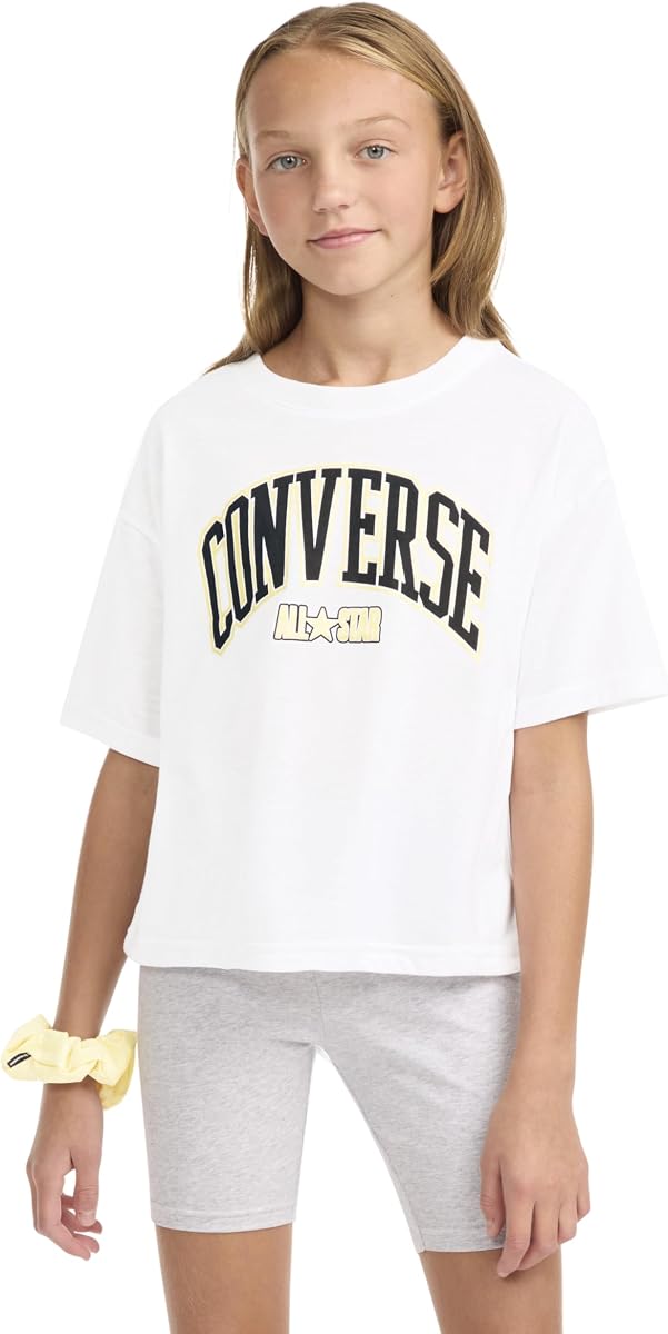 Converse Camiseta gráfica de manga corta para niña con scrunchie (niños grandes)