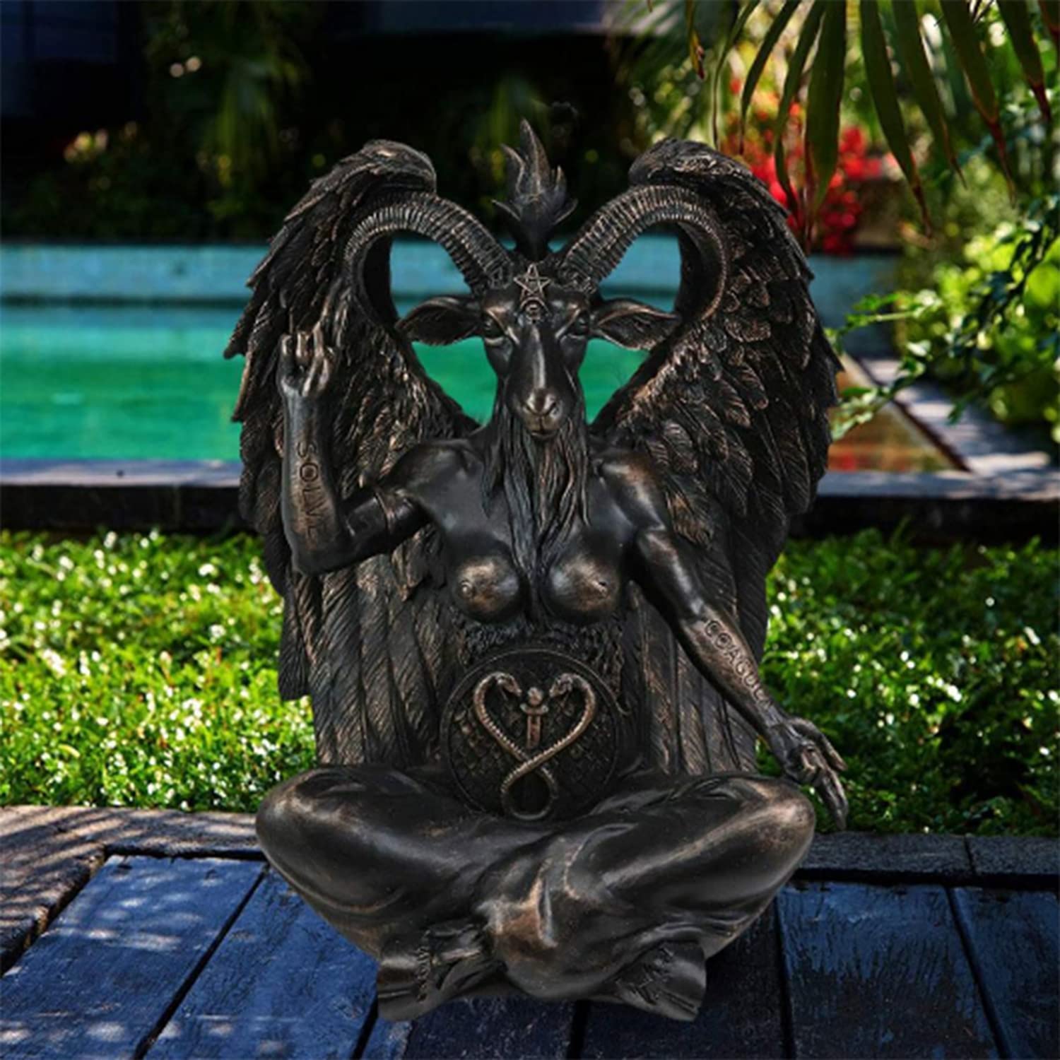 Amazon.co.jp: ARTFILIF 悪魔のようなアイドルバフォメット彫刻座って