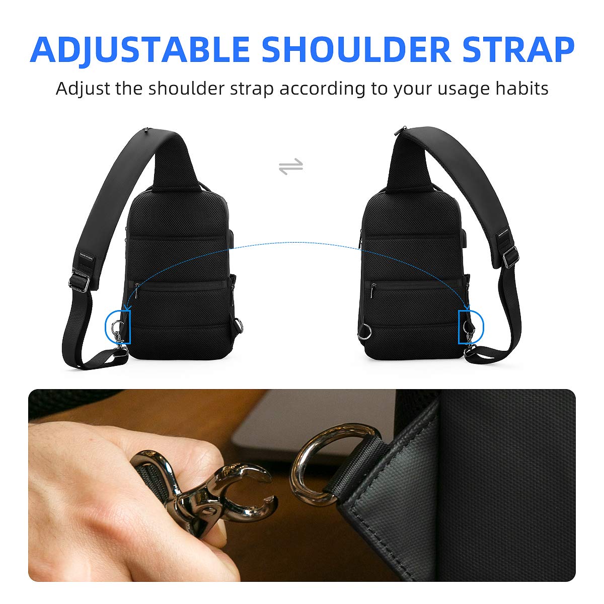 Muzee Bandolera Hombre Impermeable antirrobo para Hombre para iPad de 10,5 Pulgadas