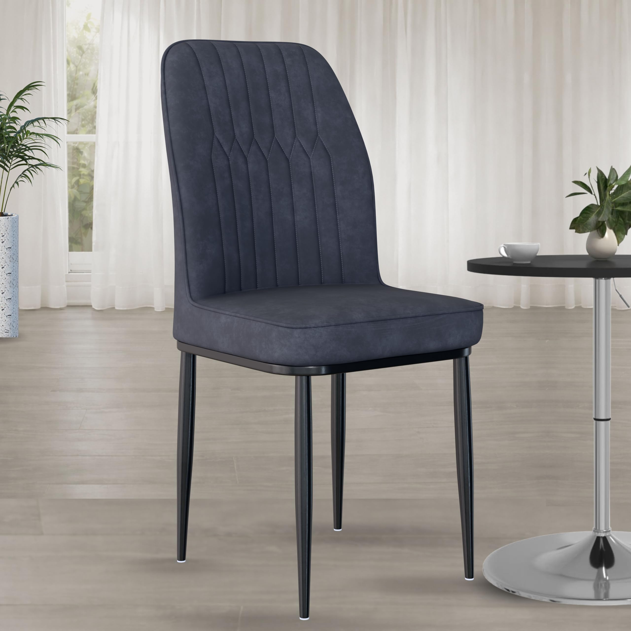 Jewel Premium Velvet Dining Chair with Strong Metal Legs, Cushioned Seat, Chair for Dining, Living Room, Bedroom & Balcony (Grey)-image-23