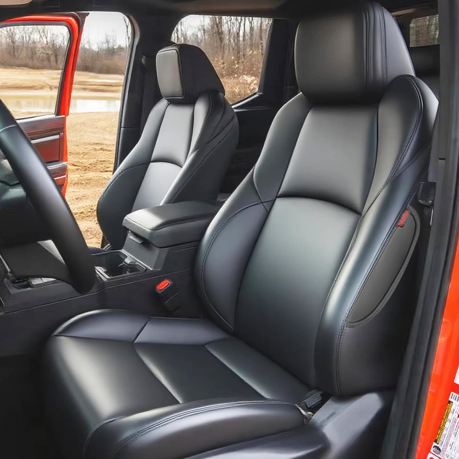 HKZ Custom Fit Tacoma Car Seat Covers for Toyota Tacoma (Petrol) 2024 2025 Double Cab (Non-Hybrid) SR,SR5,TRD Sport,TRD Off-Road,Limited - 5-Seats Full Set,Leather(Black)
